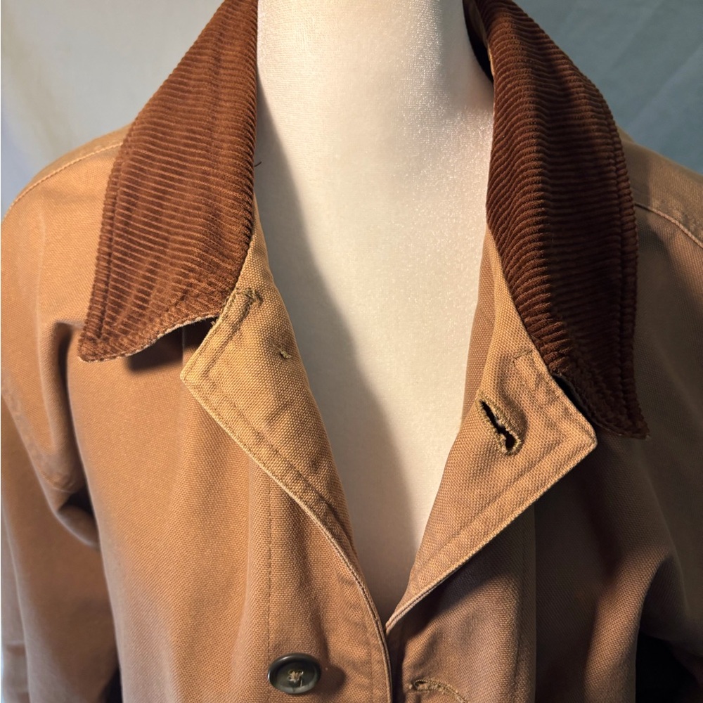 Dunbrooke Tan Bomber Jacket with Corduroy Collar SZ Medium Light Flannel lined - Picture 2 of 12